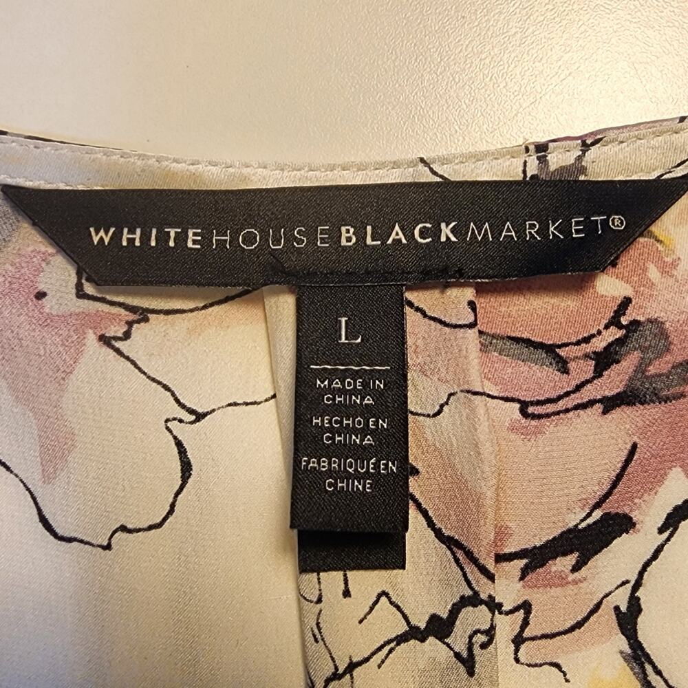 White house Black Market Blouse 100% Silk Womens L Floral Fairycore Flowy - Picture 5 of 7